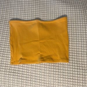 Urban Outfitters Cropped Womens Yellow Strapless Ribbed Tube Top- Size Small